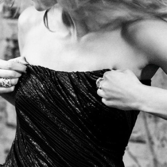 Shimmery strapless asymmetrical drape style bustier top - Picture 8 of 8